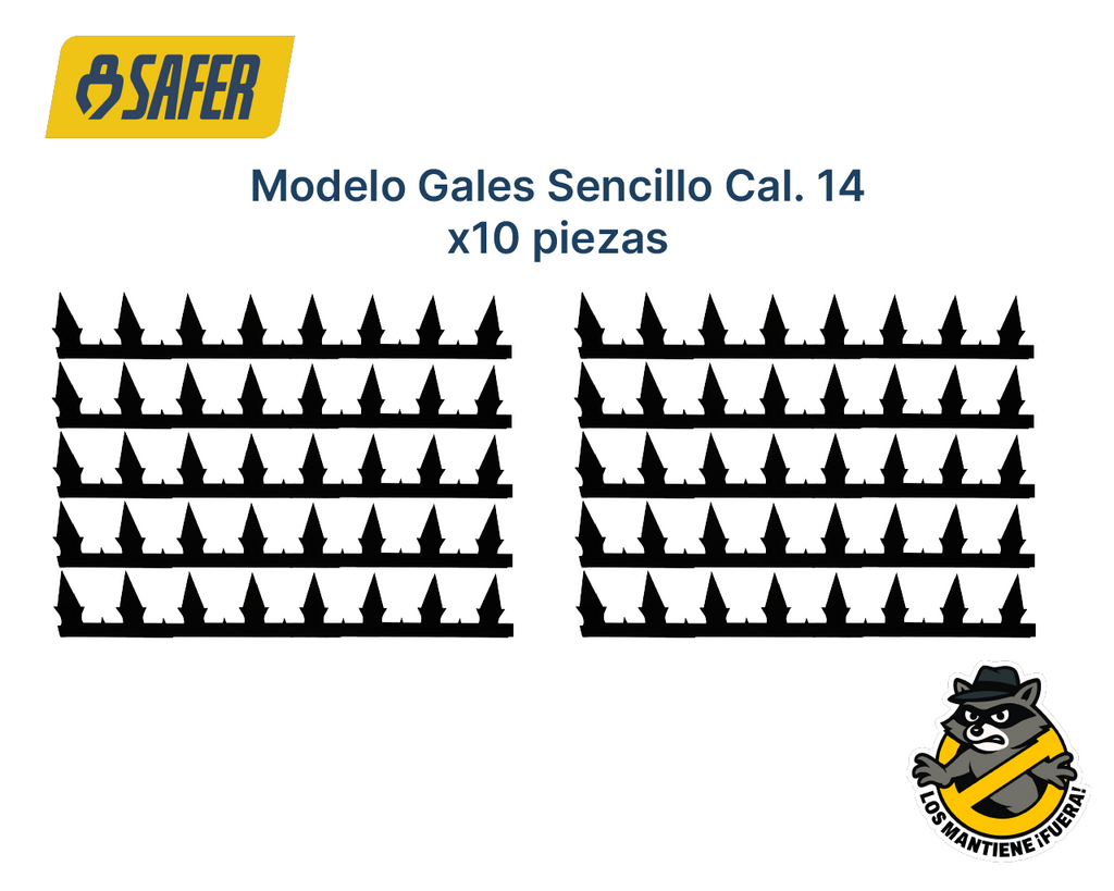 10 Puntas de Seguridad Modelo Gales Sencillo
